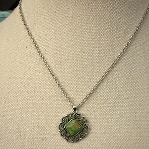 New on Card Silver Tone Necklace with Pendant.